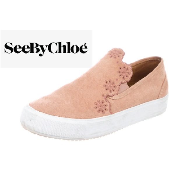 See by Chloé Suede Embroidered Slip-On Sneakers 11 - Picture 1 of 7
